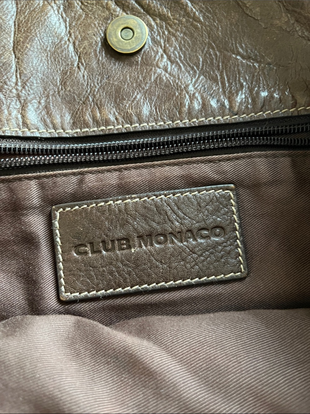 Club Monaco’s Brown Leather Shoulder Bag - Classic Hobo Tote - Picture 9 of 14
